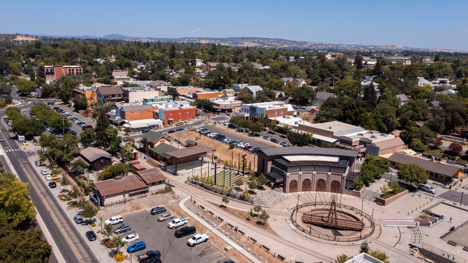 Aerial view of downtown Folsom