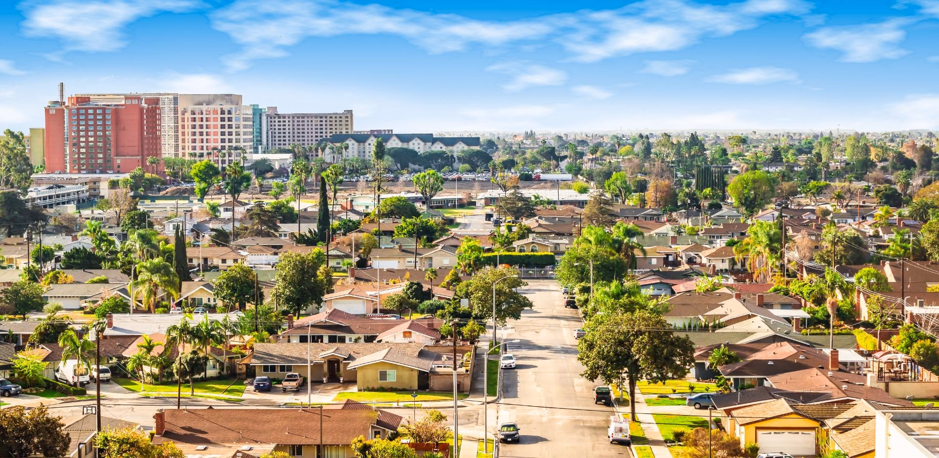 Aerial view of homes and trees in Rio Linda