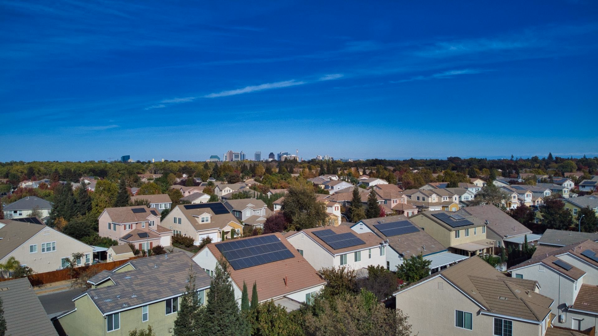 Aerial view of a Rocklin neighborhood